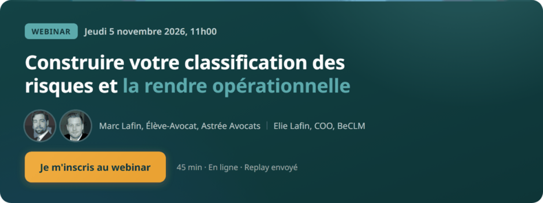 bannière d'inscription au webinar classification des risques LCB-FT
